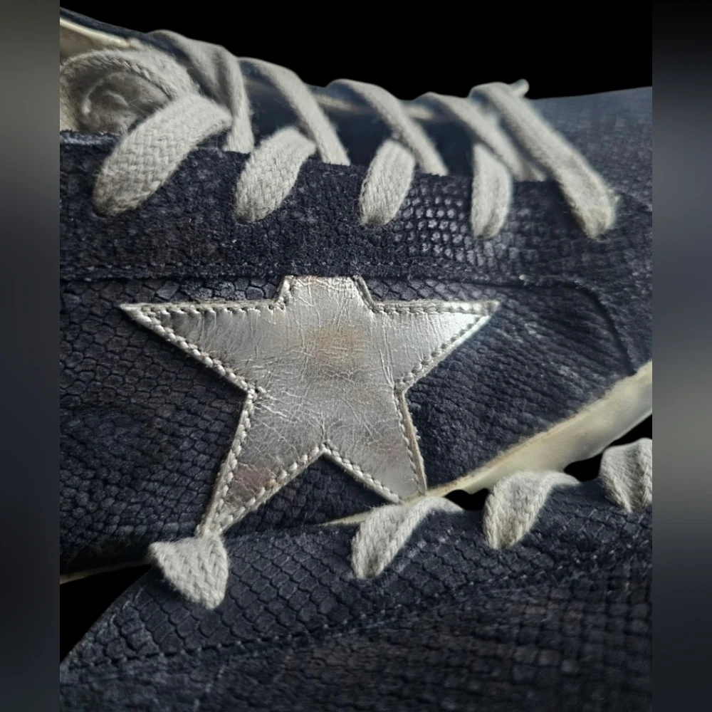 AUTHENTIC Golden Goose Black and Silver Women's Star Sneakers Size 10 EUC - Picture 16 of 16